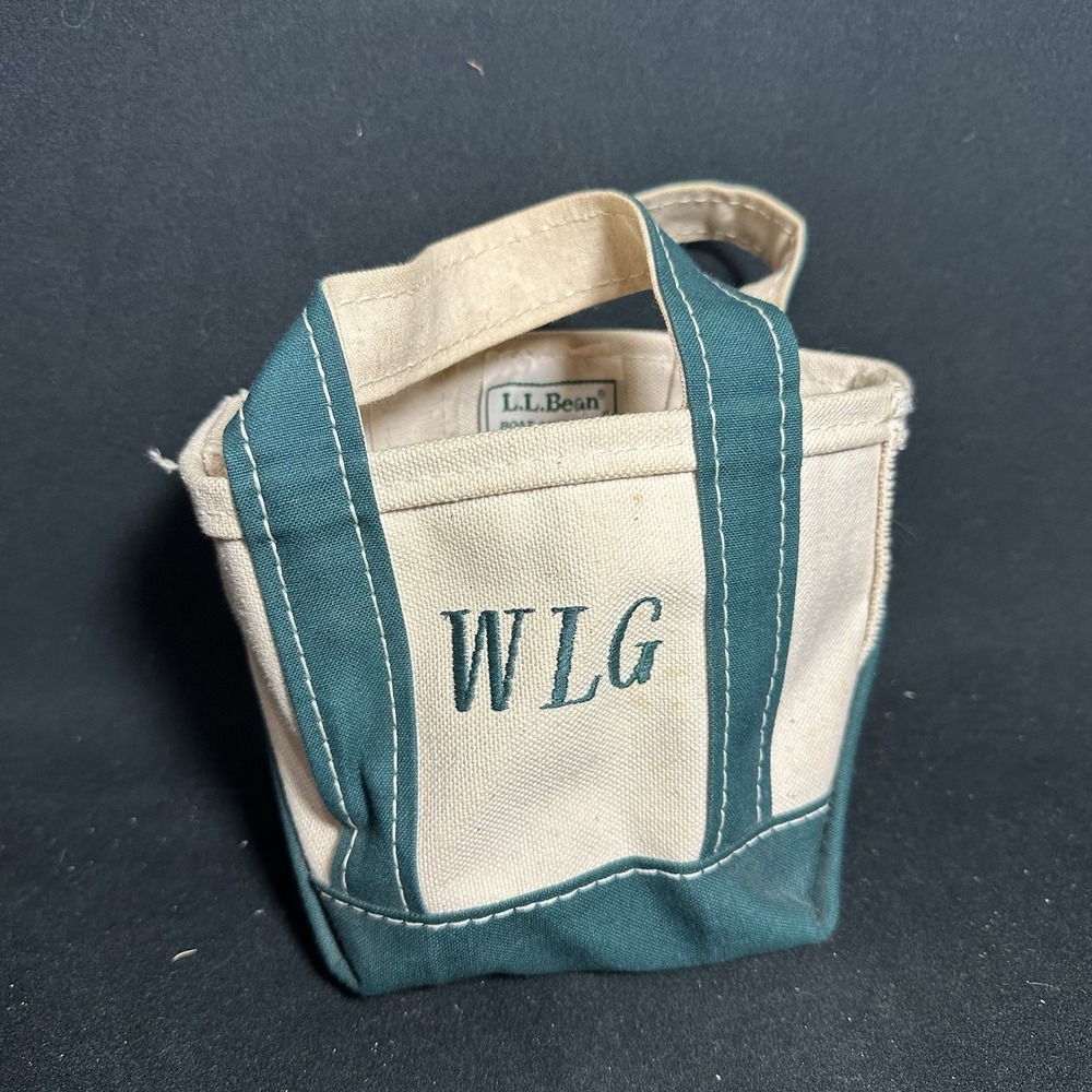 Vtg LL Bean Mini Micro Boat and Tote Bag Green 1980s 1990s RARE